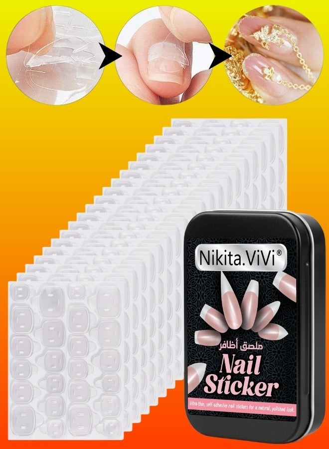 NIKITA.VIVI 20 Sheets 480 Pcs Nail Stickers Nail Adhesive Glue Tape Set Waterproof Breathable Glue Tabs Double Sided False Nail Sticker Jelly Sticker Super Sticky Fake Nail Glue Stickers Transparent Flexible for Manicure Nail Art Tools Small - Image 1